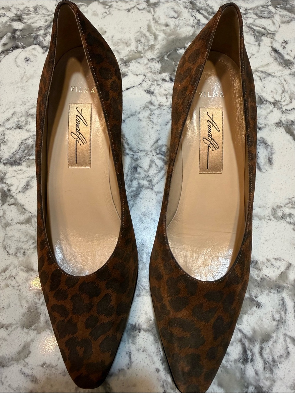 Amalfi Vilma Pumps Heels Women size 8.5 Leather Made in Italy Cheetah Print